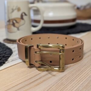 Tan Belt with Gold Buckle